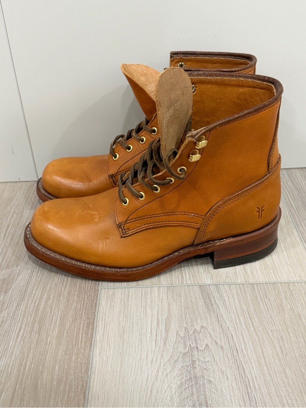 Frye Men's Cognac Leather Lace-Up Boots